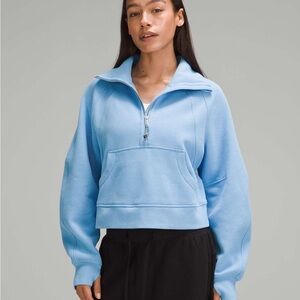 lululemon Aero Blue Scuba Funnel Neck Crop Quarter-Zip Pullover LIMITED EDITION